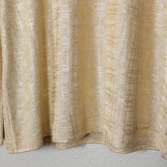 Anne Klein Blouse Metallic Knit Gold Tone Women’s L Chic Quiet Luxury - Picture 5 of 9